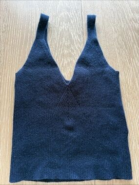 J Crew Cashmere Deep V Knit Tank Top - Navy